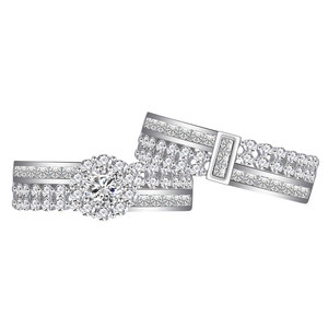 Luxurious S925 sterling silver snowflake ring set with stacked pavé diamond accents