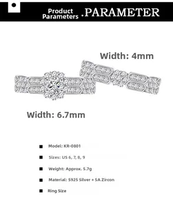 Detail shot showing 4mm band width and 6.7mm flower zircon head on S925 silver ring