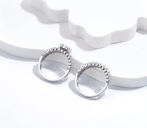 Detailed macro view of S925 sterling silver ring set with brilliant zircon inlay