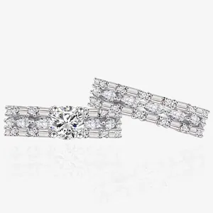 925 Sterling Silver Stacking Rings With Round Zirconia Sparkly Geometric Style For Women Trendy Luxurious Jewelry Gift