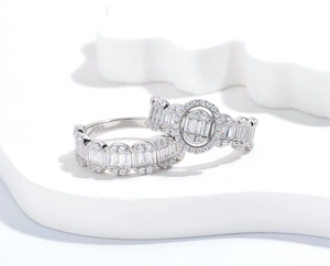 Detailed macro view showing S925 hallmark on silver stackable ring with cubic zirconia