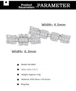Detailed technical specifications for S925 sterling silver geometric rings set