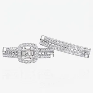 925 Sterling Silver Square Halo Zirconia Stackable Rings For Women Individual Style Personalized Wedding Finger Jewelry