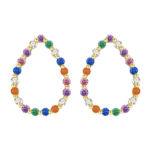 Elegant gold drop earrings with rainbow teardrop crystals and 925 sterling silver base