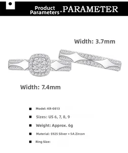 Makroansicht von S925-Silberringen in 3,7 mm und 7,4 mm mit Zirkonia-Besatz