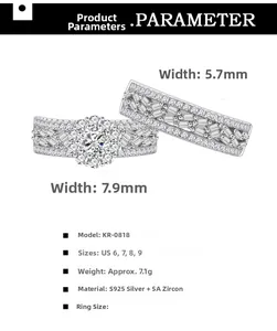Detailed dimensions of S925 sterling silver snowflake ring set with 5A cubic zirconia stones