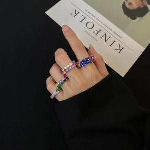 Stackable 925 silver eternity rings with colorful 4mm 5A cubic zirconia stones