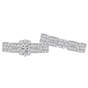 Elegant S925 sterling silver stacked rings set with sparkling clustered zirconia stones