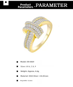 Detail showing wavy double-layer micro-paved cubic zirconia cross ring in 18k gold finish