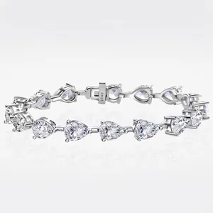 Élégant Bracelet Tennis en Argent Sterling 925 avec Strass Taille Poire pour Femme Bijoux de Main Scintillants