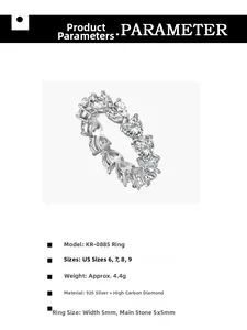 Detailansicht des Eternity-Rings mit herzförmigen Diamanten aus S925 Sterlingsilber