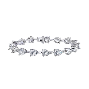Bracelet tennis en argent sterling 925 avec gemmes étincelantes en poire et rondes