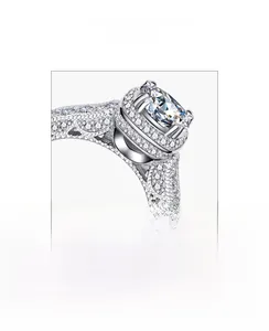 Detailed macro view of S925 silver ring featuring vintage micro-pave setting details
