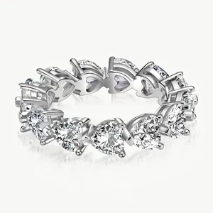 Modischer 925 Sterlingsilber Herz Ewigkeit Ring für Damen Strass Eingelegter Funkelnder Fingerring Romantisches Schmuck Geschenk