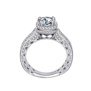 Classic S925 sterling silver ring with 7mm round diamond in a six-prong setting