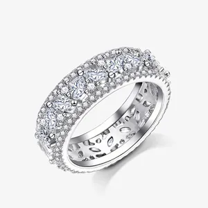 Bague Pavé Marquise en Argent Sterling 925 pour Femme Luxueuse Plaqué Or Blanc Strass Bague Bijoux Cadeau