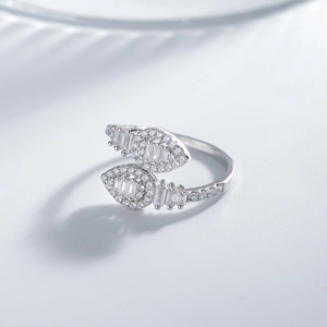 Luxurious silver snake wrap ring featuring sparkling marquise and baguette cut zircons
