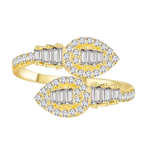 Luxurious gold snake-inspired wrap ring with baguette and round zircon stones