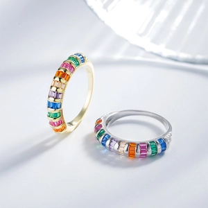 925 silver rainbow gemstone rings in gold and silver plating with snake bone design