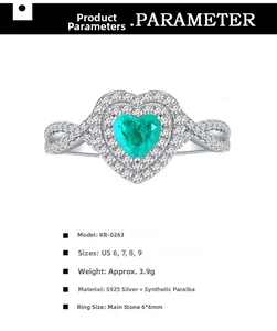 Macro detail of a 925 silver ring featuring a heart-shaped Paraiba stone and twisted band