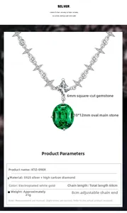 Detail specifications of 10*12mm emerald stone pendant and S925 silver star chain