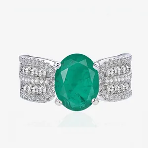 Bague Luxueuse en Argent Sterling 925 Sertie d'une Paraïba Simulée Ovale Pour Femme Bijou Élégant Avec Accents Strass