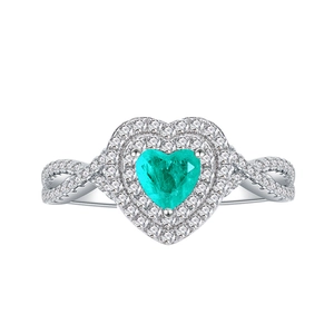 6mm heart-shaped green gemstone ring in 925 sterling silver with infinity band design