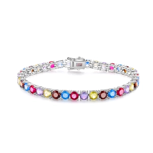 Bracciale tennis arcobaleno con pietre colorate da 5mm in argento sterling 925