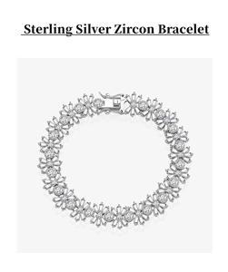 Gros plan d'un bracelet en argent massif 925 avec des zircons sertis en flocon