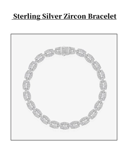 Macro detail of sterling silver Cuban bracelet links with full zircon micro-pave setting