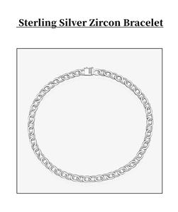 Detailed view of sterling silver Cuban link bracelet with sparkling pavé zircon stones