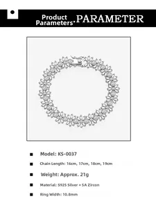 Spécifications techniques pour le bracelet tournesol en argent S925 et zircons 5A