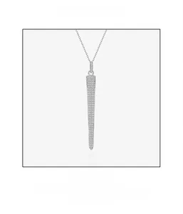 Macro detail of microscope micro-pave setting on S925 silver cone pendant necklace