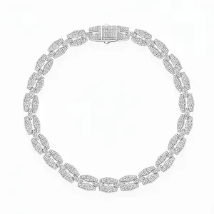925 Sterling Silver Zirconia Bracelet Hip Hop Iced Out Hexagon Geometric Link Bracelet For Men Women Trendy Jewelry Gift