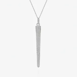 Exaggerated Personalized Micro Pave Zirconia Cone Long Pendant 925 Sterling Silver Necklace For Women Clavicle Chain Jewelry