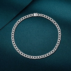 Elegant 925 sterling silver Cuban link necklace with sparkling pave-set micro diamonds