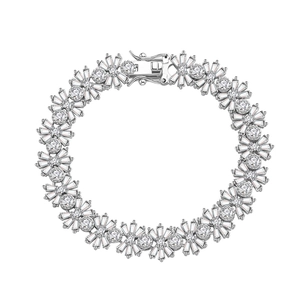 Élégant bracelet fleurs de flocons de neige étincelants en argent sterling serti