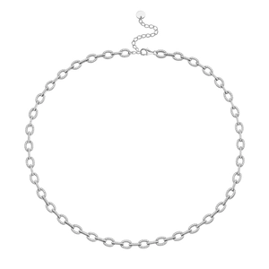 Sparkling silver pavé crystal cuban chain necklace with lobster clasp and extension link