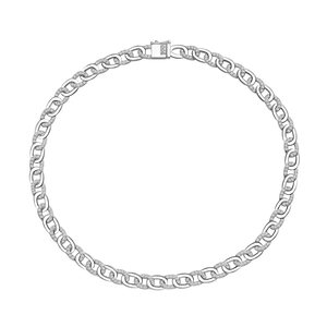 Elegant 925 sterling silver Cuban link necklace featuring micro-paved cubic zirconia accents