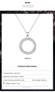 Macro shot of S925 silver Mobius pendant necklace with zircon stones and chain specs