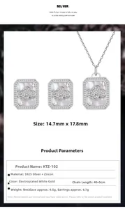 Detailed size parameters of S925 silver cloud star necklace with mother of pearl inlay