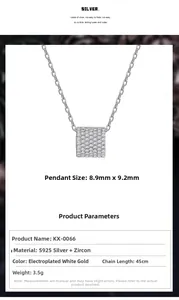 Macro detail of S925 sterling silver cylinder necklace with micro-pave zircon dimensions