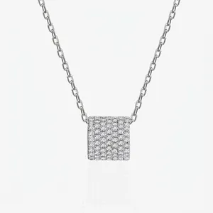 925 Sterling Silver Cylinder Pendant Necklace Micro Paved Zirconia Clavicle Chain Elegant Minimalist Fashion Jewelry