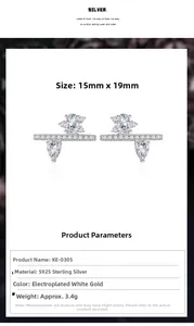 Detailed size specifications and S925 sterling silver stamp on asymmetrical earrings