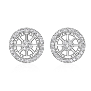 Elegant 925 sterling silver dreamcatcher stud earrings with micro-set shimmering crystals