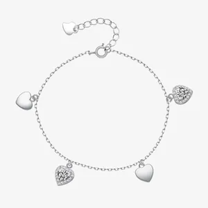 Bracelet Cœur en Argent Sterling 925 pour Femme Pendentif Cœur Minimaliste Incrusté de Zirconia Bijoux Cadeau Chaîne en Argent
