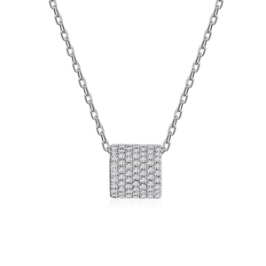 Elegant S925 sterling silver cylinder necklace with pavé micro-set white cubic zirconia