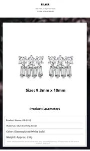 Macro view of S925 sterling silver stud earrings with zirconia detailing 9.3mm size