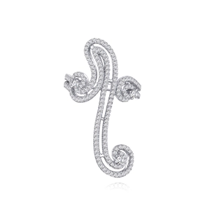 Artistic S925 sterling silver swirl ring featuring clear cubic zirconia pavé setting