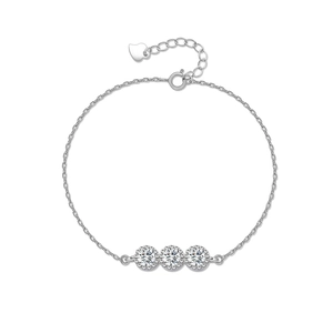 Bracelet élégant en argent sterling S925 avec motif floral en diamant et pendentif en cœur